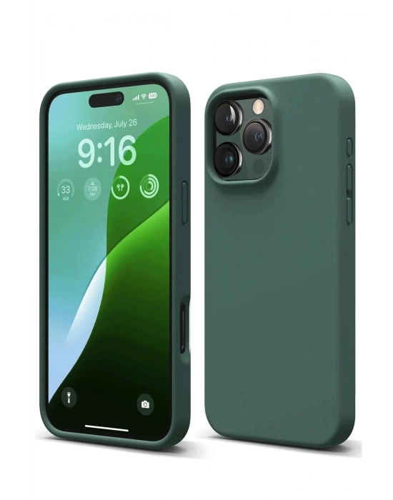 Newface iPhone 16 Pro Kılıf First Silikon - Koyu Yeşil