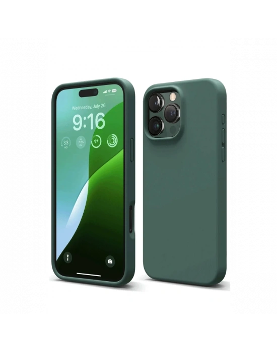 Newface iPhone 16 Pro Kılıf First Silikon - Koyu Yeşil