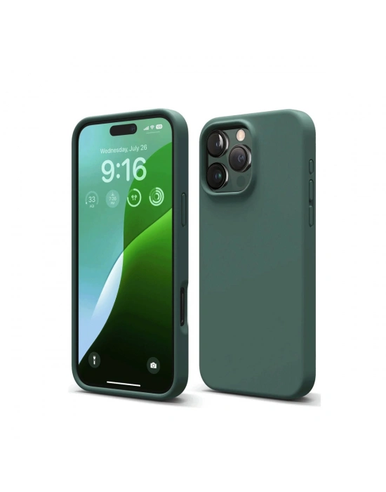 Newface iPhone 16 Pro Kılıf First Silikon - Koyu Yeşil