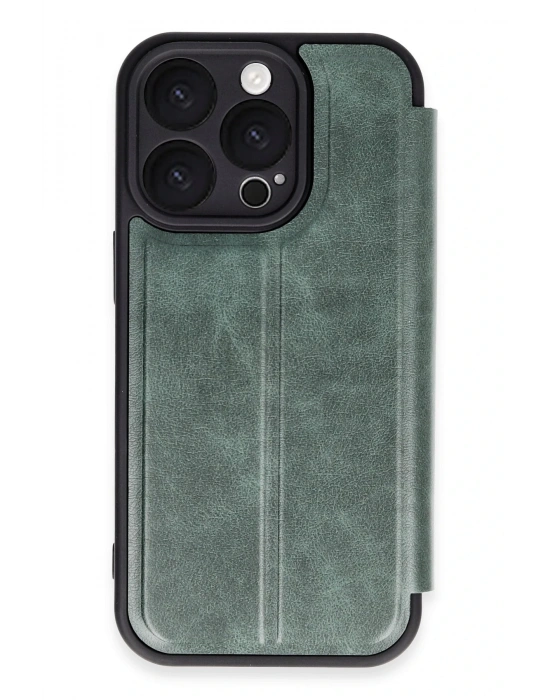 Newface iPhone 16 Pro Kılıf Flip Cover - Koyu Yeşil