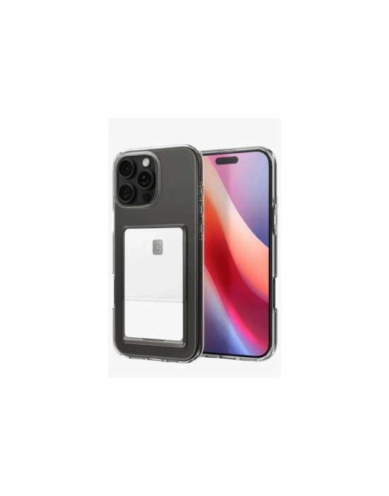 Newface iPhone 16 Pro Kılıf Kart Şeffaf Silikon - Şeffaf