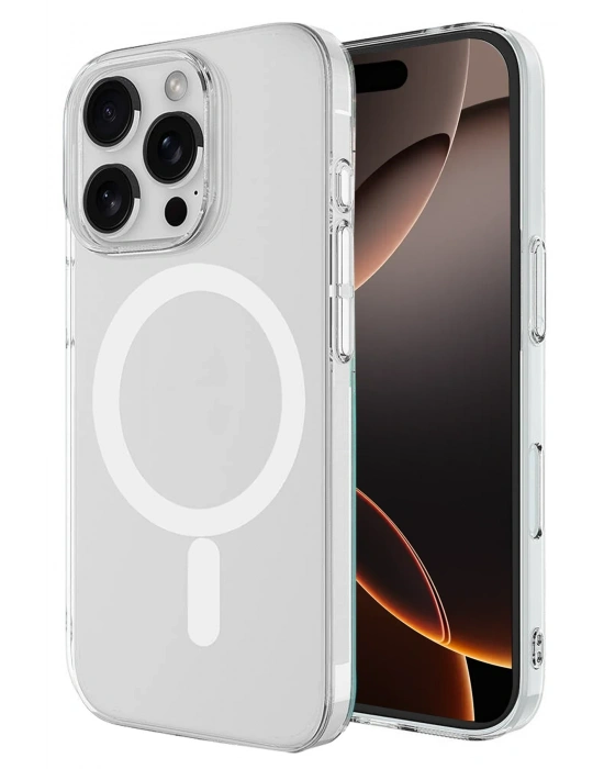 Newface iPhone 16 Pro Kılıf Magneticsafe Şeffaf Silikon - Şeffaf