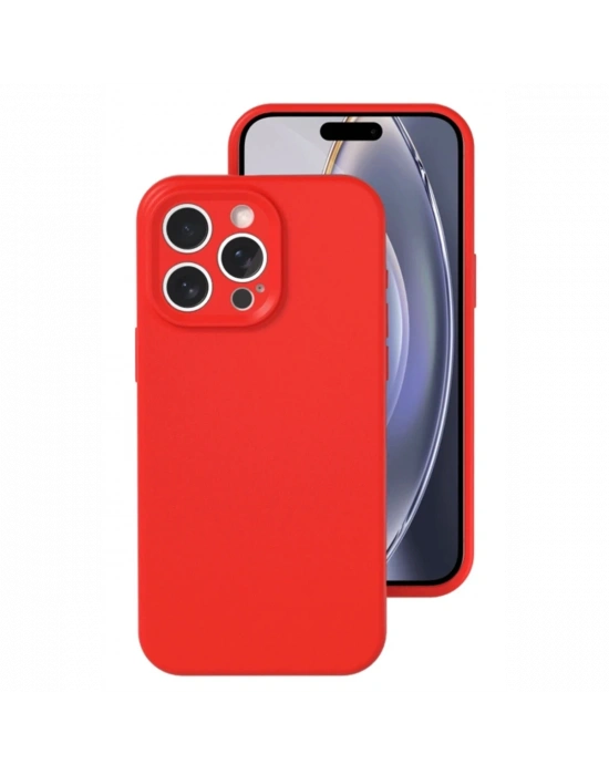 Newface iPhone 16 Pro Kılıf Nano içi Kadife Silikon - Kırmızı