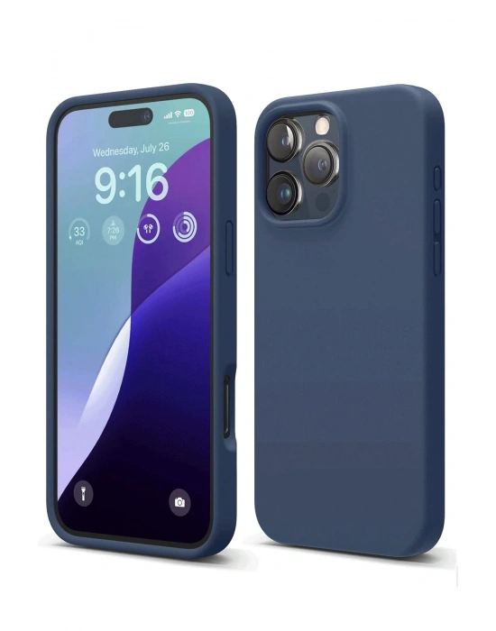 Newface iPhone 16 Pro Kılıf Nano içi Kadife Silikon - Lacivert