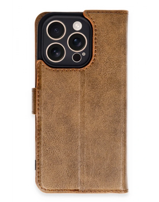 Newface iPhone 16 Pro Kılıf Trend S Plus Kapaklı Kılıf - Taba