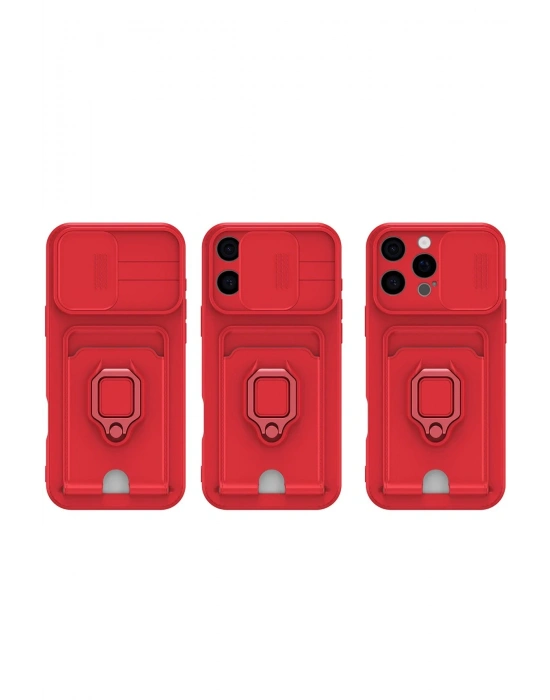 Newface iPhone 16 Pro Kılıf Zuma Kartvizitli Yüzüklü Silikon - Lacivert