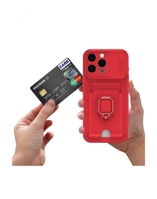 Newface iPhone 16 Pro Kılıf Zuma Kartvizitli Yüzüklü Silikon - Lila