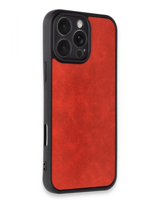Newface iPhone 16 Pro Max Kılıf Aras Deri Kapak - Kırmızı