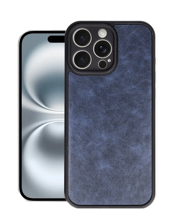 Newface iPhone 16 Pro Max Kılıf Aras Deri Kapak - Lacivert