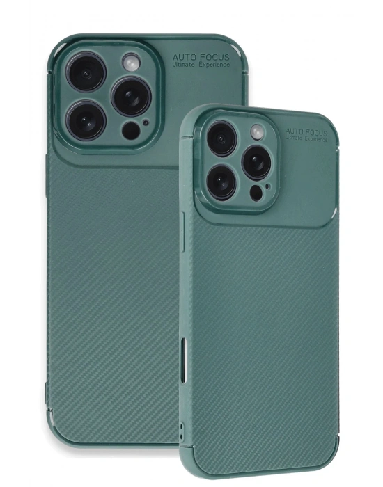 Newface iPhone 16 Pro Max Kılıf Auto Focus Karbon Kapak - Koyu Yeşil