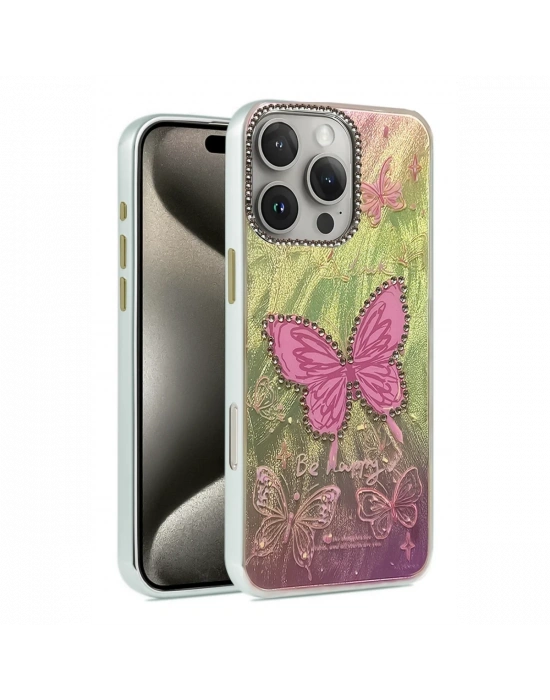 Newface iPhone 16 Pro Max Kılıf Blade Aynalı Desenli Kapak - Desen 5