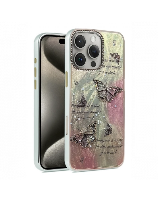 Newface iPhone 16 Pro Max Kılıf Blade Aynalı Desenli Kapak - Desen 6