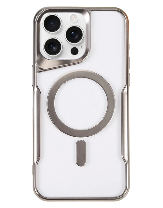 Newface iPhone 16 Pro Max Kılıf Boyi Magsafe Silikon Kapak - Gümüş