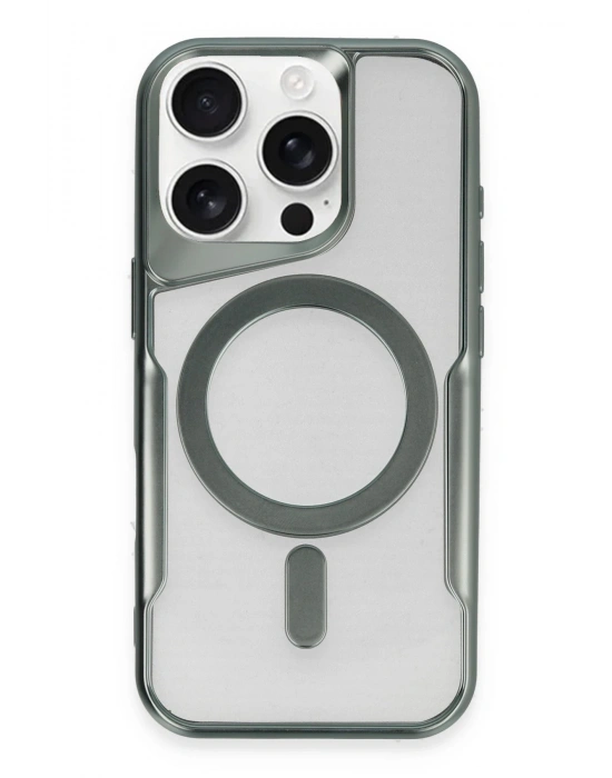 Newface iPhone 16 Pro Max Kılıf Boyi Magsafe Silikon Kapak - Yeşil