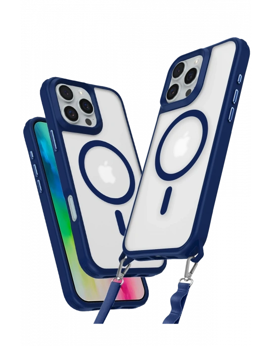 Newface iPhone 16 Pro Max Kılıf Enka Magsafe Silikon Kılıf - Lacivert