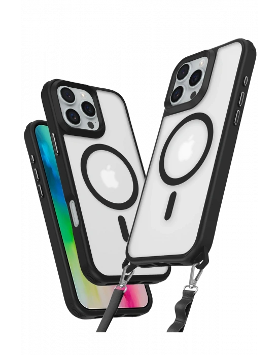 Newface iPhone 16 Pro Max Kılıf Enka Magsafe Silikon Kılıf - Siyah