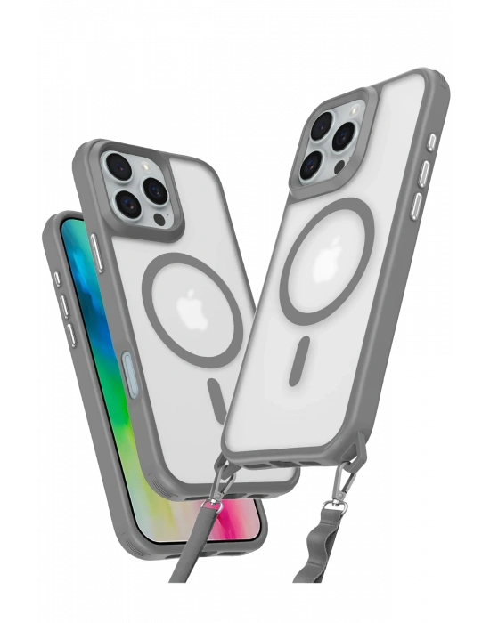 Newface iPhone 16 Pro Max Kılıf Enka Magsafe Silikon Kılıf - Titan Gri