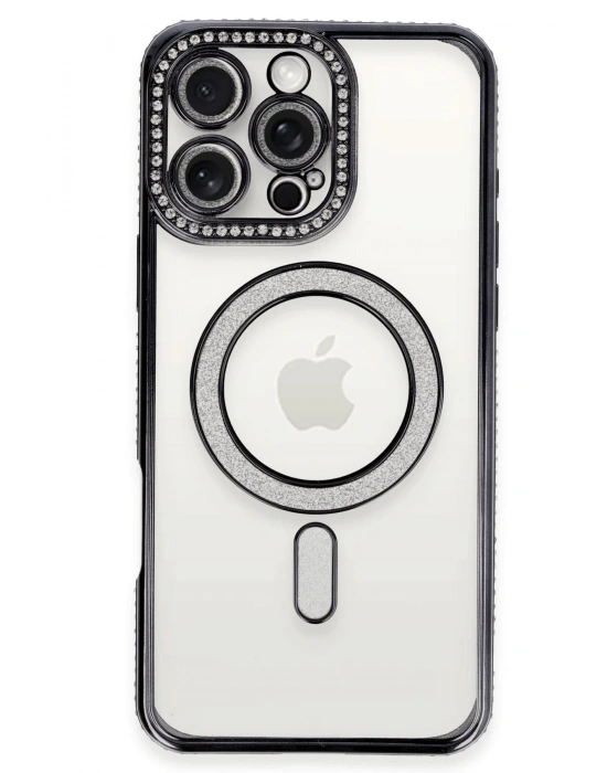 Newface iPhone 16 Pro Max Kılıf Joke Simli Magneticsafe Kılıf - Gri