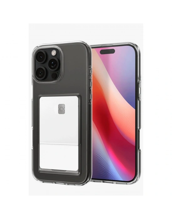 Newface iPhone 16 Pro Max Kılıf Kart Şeffaf Silikon - Şeffaf