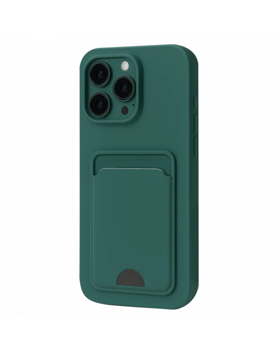 Newface iPhone 16 Pro Max Kılıf Kelvin Kartvizitli Silikon - Koyu Yeşil