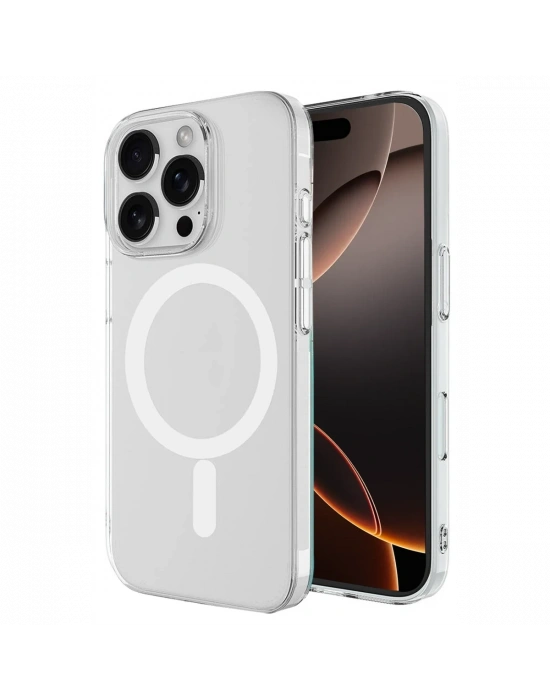 Newface iPhone 16 Pro Max Kılıf Magneticsafe Şeffaf Silikon - Şeffaf