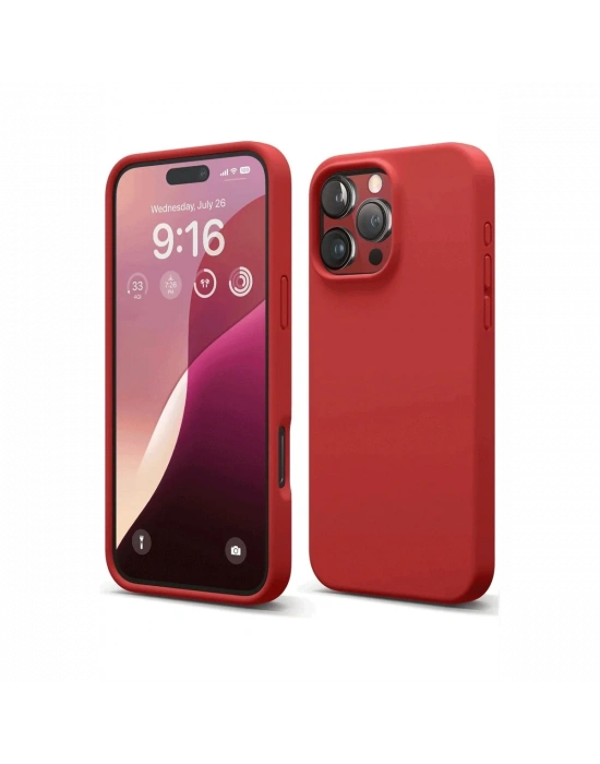 Newface iPhone 16 Pro Max Kılıf Nano içi Kadife Silikon - Kırmızı