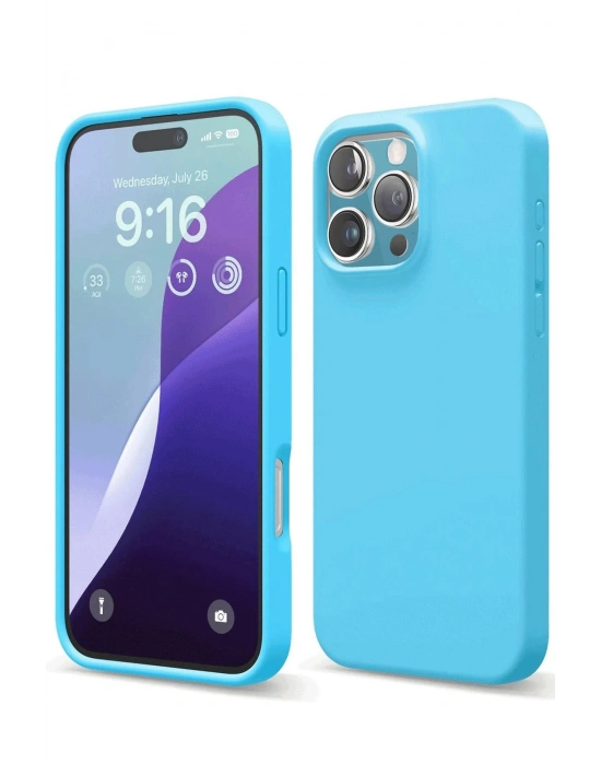 Newface iPhone 16 Pro Max Kılıf Nano içi Kadife Silikon - Mavi