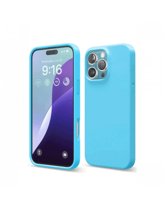 Newface iPhone 16 Pro Max Kılıf Nano içi Kadife Silikon - Mavi