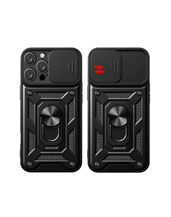 Newface iPhone 16 Pro Max Kılıf Pars Lens Yüzüklü Silikon - Yeşil