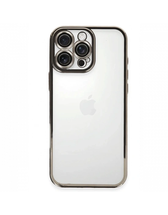 Newface iPhone 16 Pro Max Kılıf Razer Lensli Silikon - Titanyum Gri