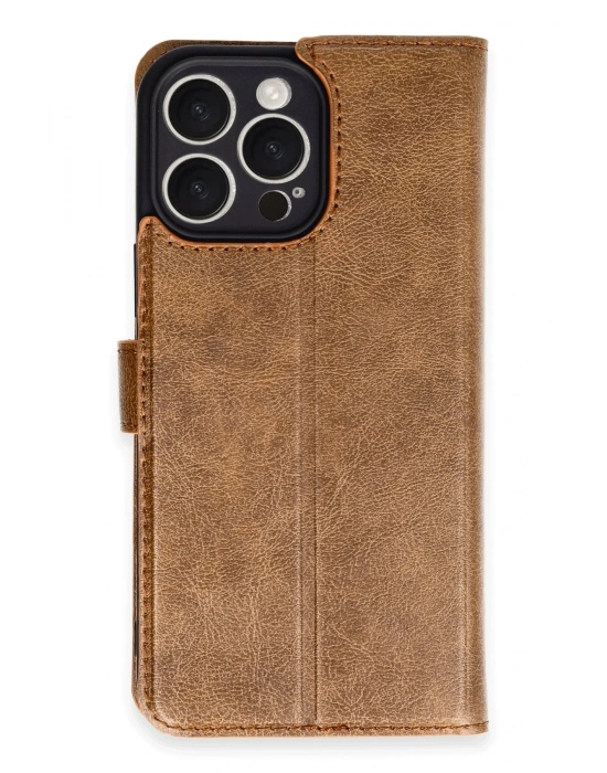 Newface iPhone 16 Pro Max Kılıf Trend S Plus Kapaklı Kılıf - Taba