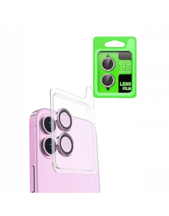 Newface iPhone 16 Raze Metal Kamera Lens - Pembe