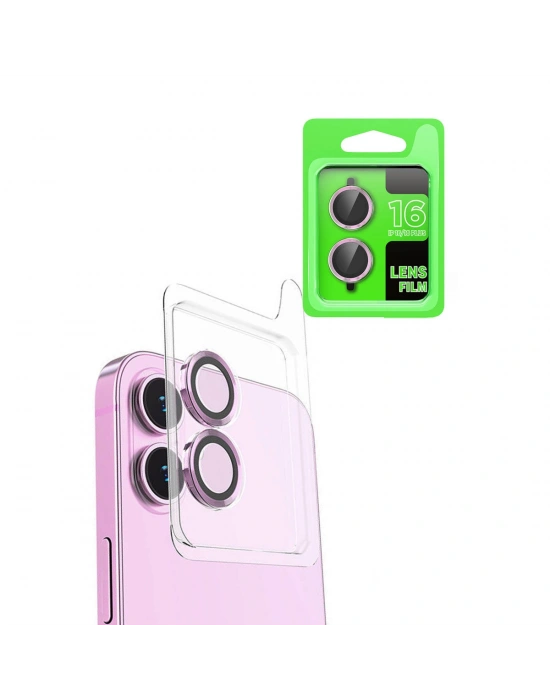 Newface iPhone 16 Raze Metal Kamera Lens - Pembe