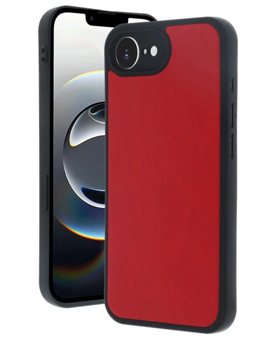 Newface iPhone 16E Kılıf Aras Deri Kapak - Kırmızı