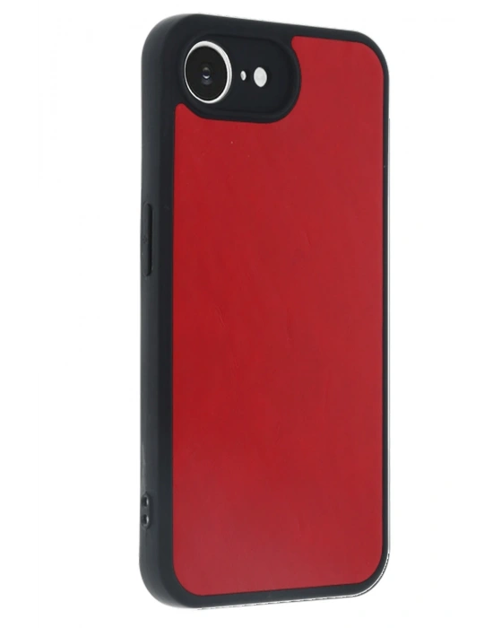 Newface iPhone 16E Kılıf Aras Deri Kapak - Kırmızı