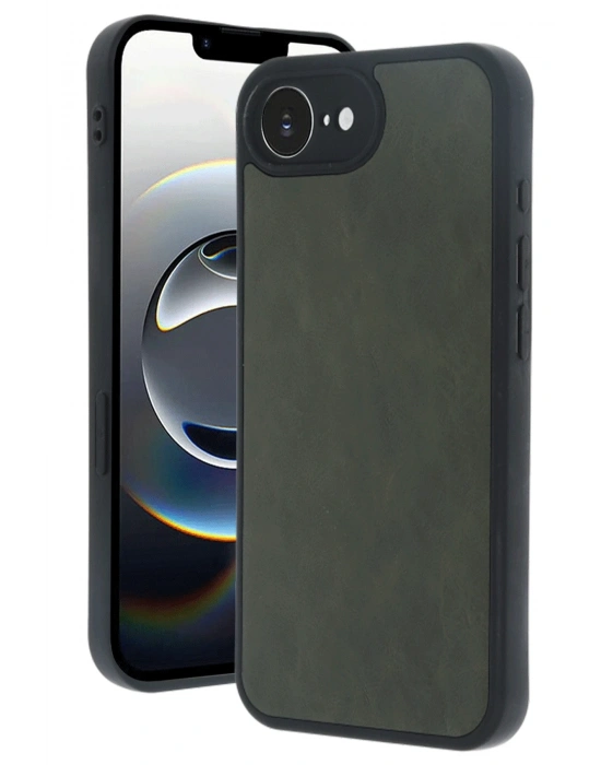 Newface iPhone 16E Kılıf Aras Deri Kapak - Koyu Yeşil