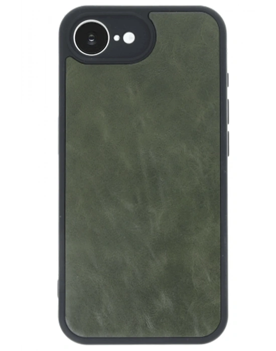 Newface iPhone 16E Kılıf Aras Deri Kapak - Koyu Yeşil
