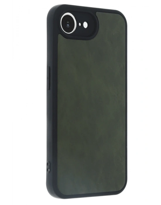 Newface iPhone 16E Kılıf Aras Deri Kapak - Koyu Yeşil