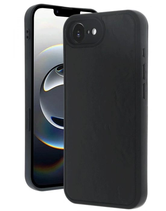 Newface iPhone 16E Kılıf Aras Deri Kapak - Siyah