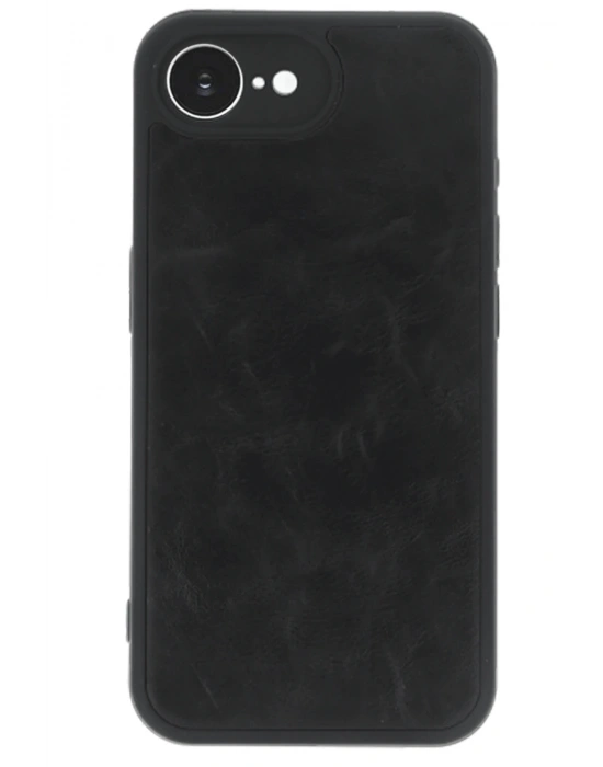 Newface iPhone 16E Kılıf Aras Deri Kapak - Siyah