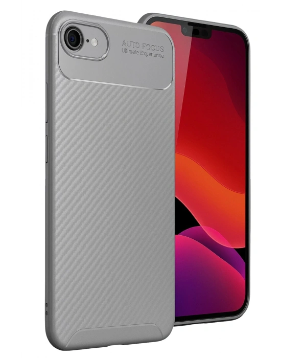 Newface iPhone 16E Kılıf Auto Focus Karbon Kapak - Gri