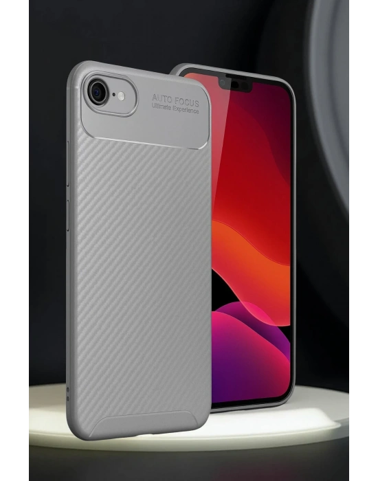 Newface iPhone 16E Kılıf Auto Focus Karbon Kapak - Gri