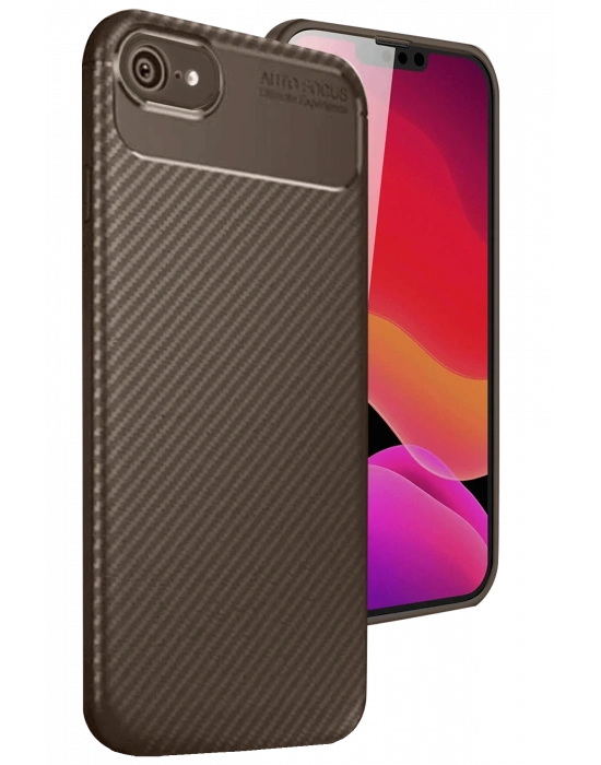 Newface iPhone 16E Kılıf Auto Focus Karbon Kapak - Kahverengi