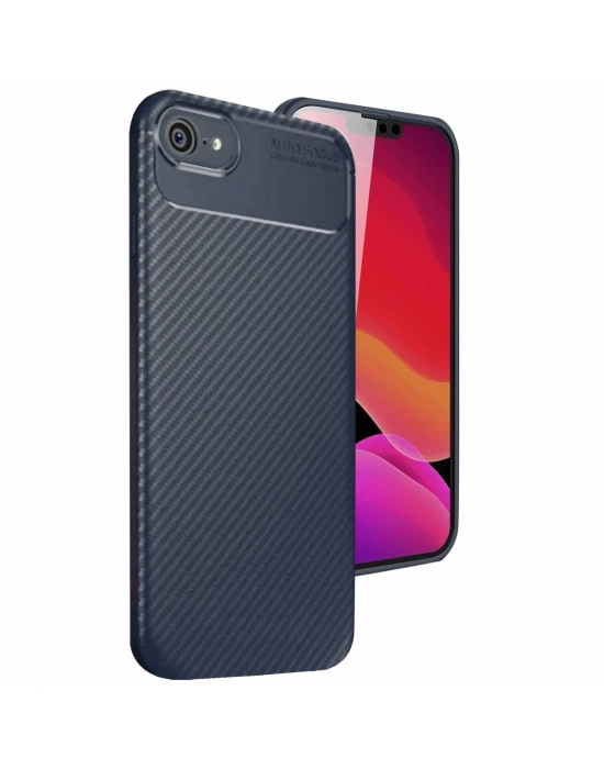 Newface iPhone 16E Kılıf Auto Focus Karbon Kapak - Lacivert