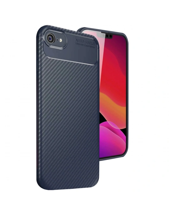 Newface iPhone 16E Kılıf Auto Focus Karbon Kapak - Lacivert