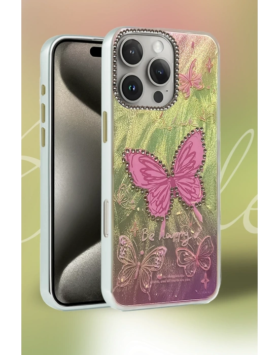 Newface iPhone 16E Kılıf Blade Aynalı Desenli Kapak - Desen 3