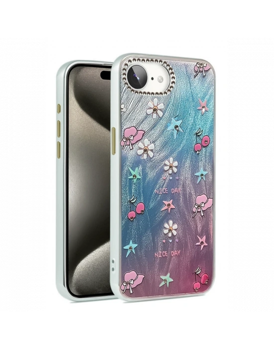 Newface iPhone 16E Kılıf Blade Aynalı Desenli Kapak - Desen 4