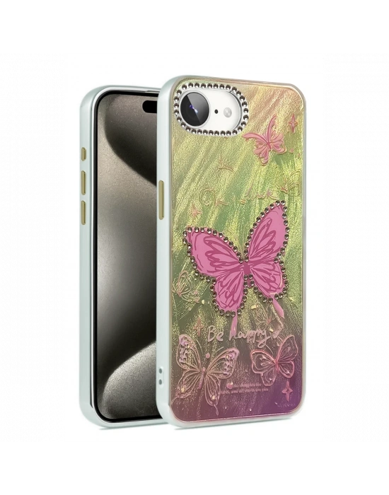 Newface iPhone 16E Kılıf Blade Aynalı Desenli Kapak - Desen 5