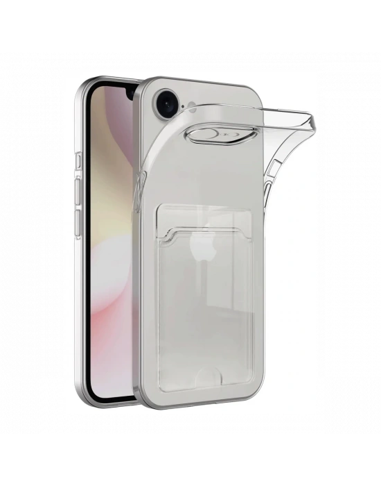 Newface iPhone 16E Kılıf Kart Şeffaf Silikon - Şeffaf