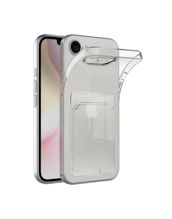 Newface iPhone 16E Kılıf Kart Şeffaf Silikon - Şeffaf